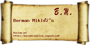 Berman Miklós névjegykártya