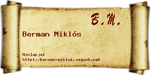 Berman Miklós névjegykártya